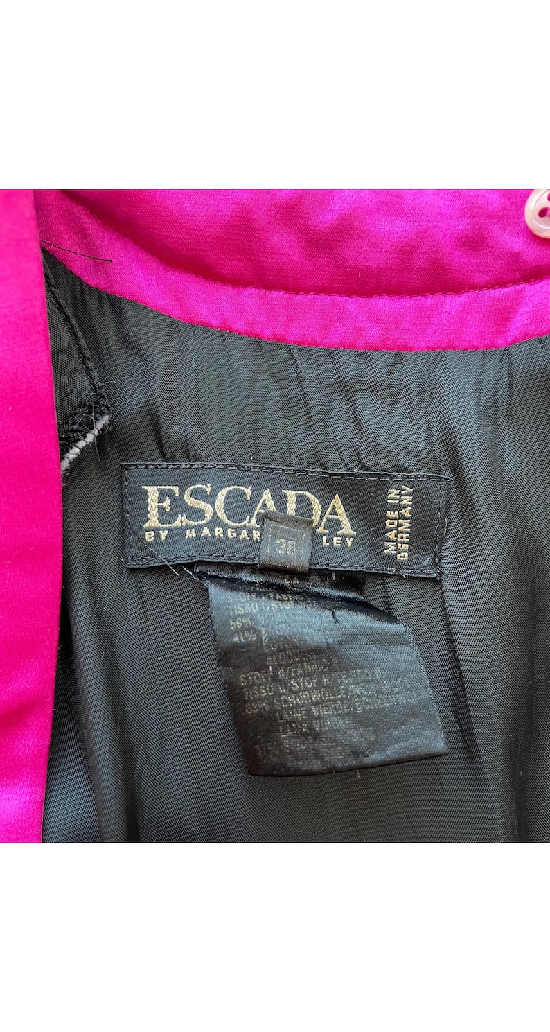 Escada 1990s Vintage Black Velvet & Hot Pink Silk Satin Bubble Cocktail Dress Sz S image 7