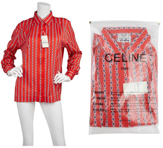 Céline 1970s Deadstock Vintage Red Chain-Link Cott