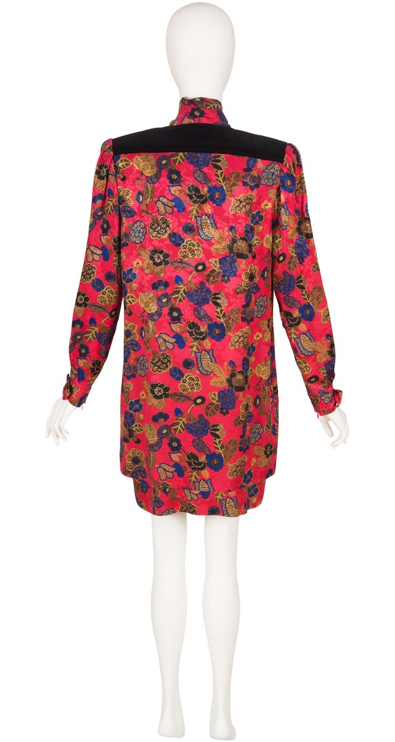 Nina Ricci 1980s Vintage Floral Silk Jacquard & V… - image 2