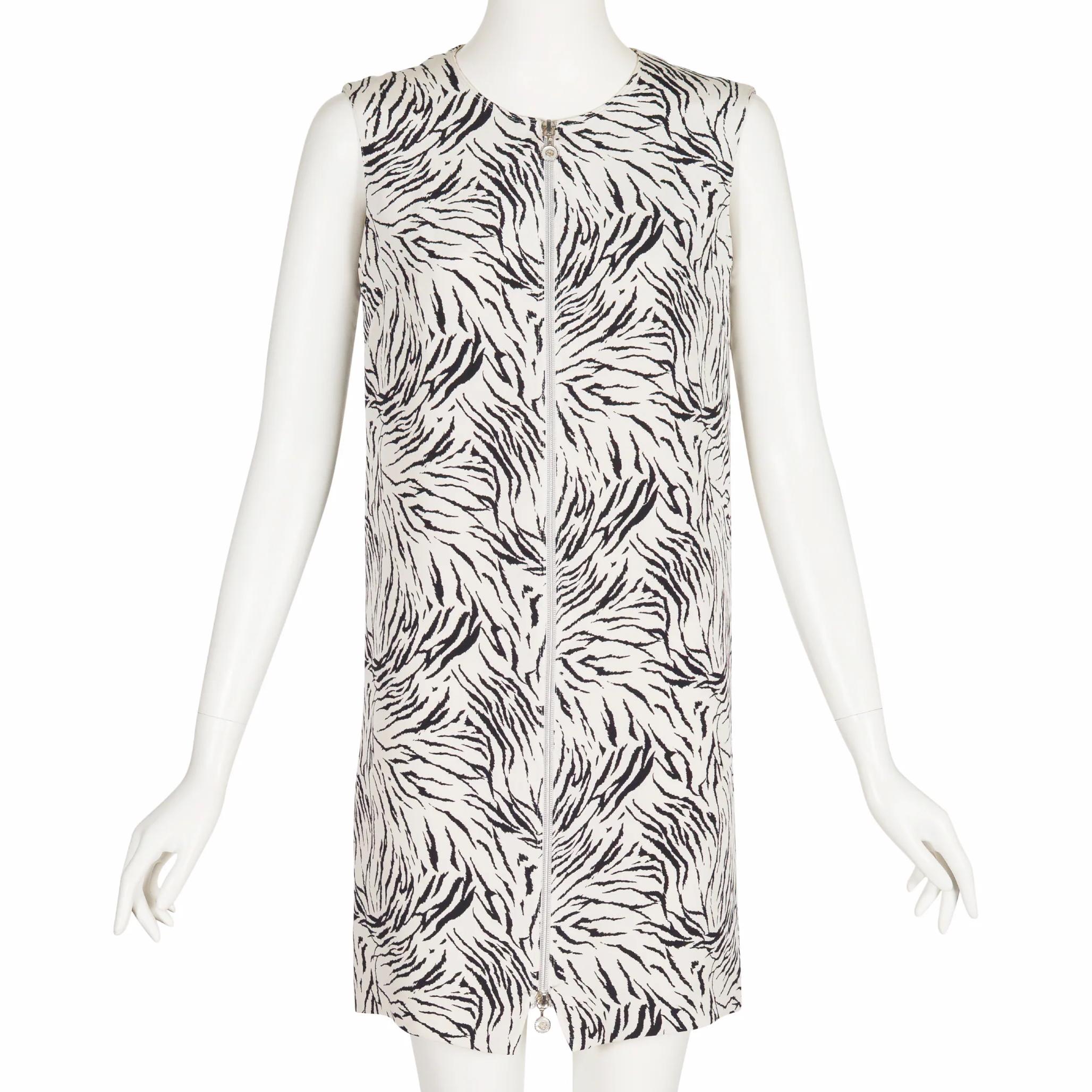 Gianni Versace 1996 S/S Vintage Zebra Stripe White Silk Crepe