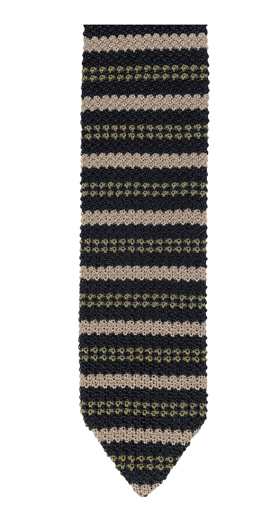 Fendi Striped Black Silk Knit Men's Tie