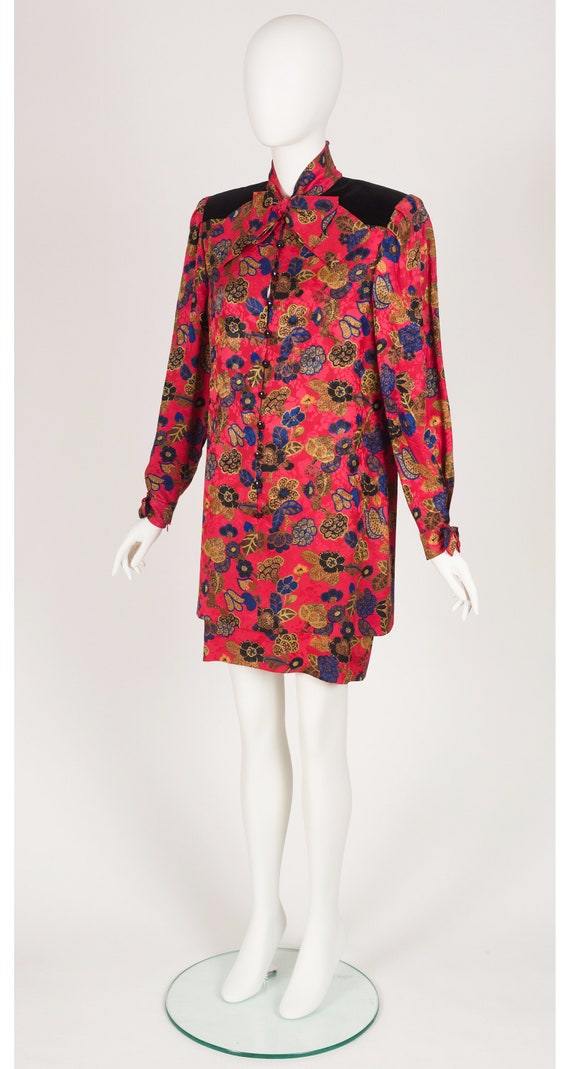 Nina Ricci 1980s Vintage Floral Silk Jacquard & V… - image 4