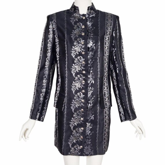 Chantal Thomass 1989-90 F/W Vintage Floral Silver Silk Jacquard