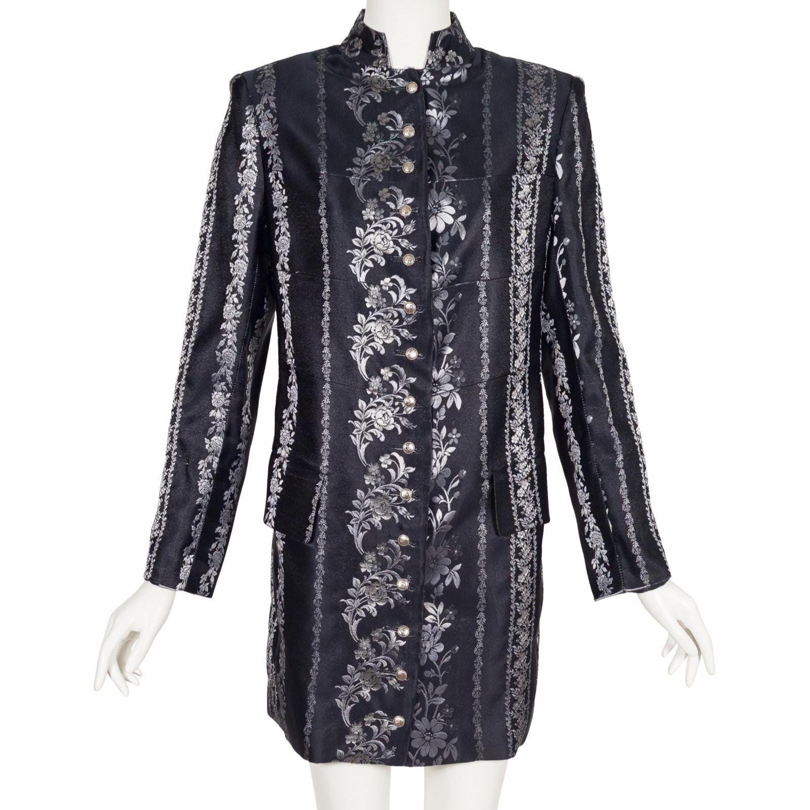 Chantal Thomass 1989-90 F/W Vintage Floral Silver Silk Jacquard