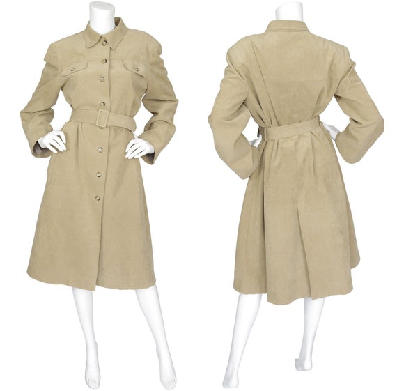 Mollie Parnis 1970s Vintage Beige Ultra Suede Tren