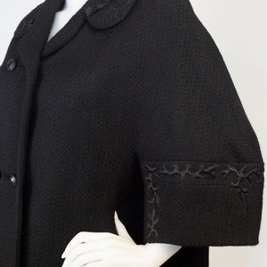 1950s Vintage Women's Styled by David Satin Trim Black Wool Coat image 3