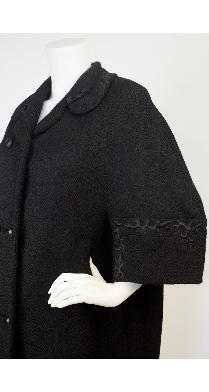 1950s Vintage Women's Styled by David Satin Trim Black Wool Coat image 3