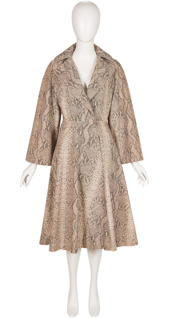 Leo Chevalier 1970s Python Print Cotton Vintage F… - image 1