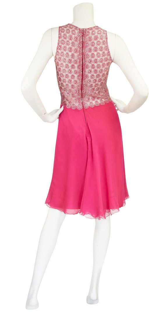 1960s Vintage French Silver Lamé & Hot Pink Silk … - image 3