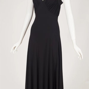 Ceil Chapman 1940s Vintage Black Rayon Crepe Bias Cut Evening Gown Sz XS S image 5