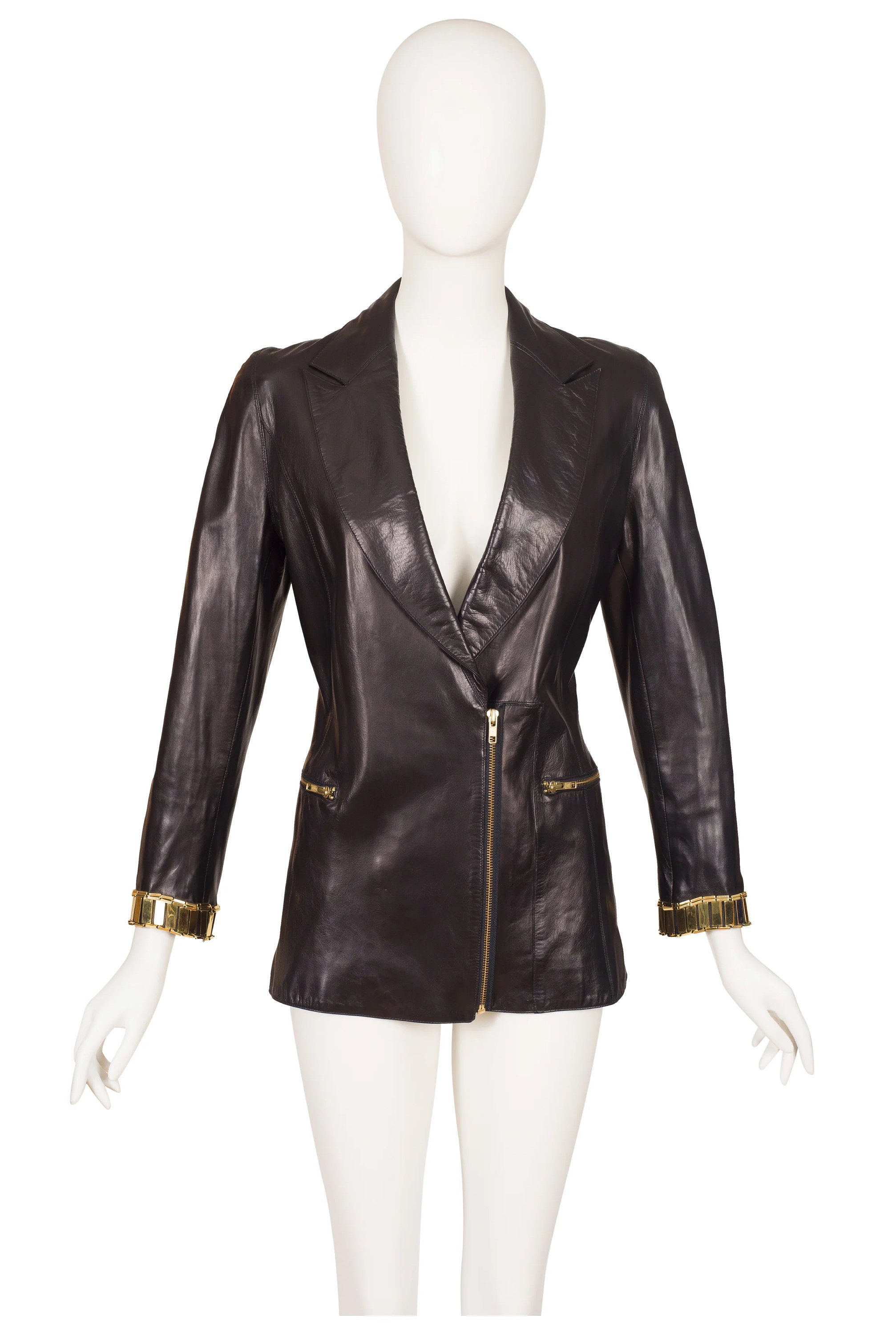 ジャケット・アウター IDEAL CUIR by CLAUD MONTANA LEATHER Claude Montana for Ideal Cuir 1992 S/S Vintage Gold-tone Cuff