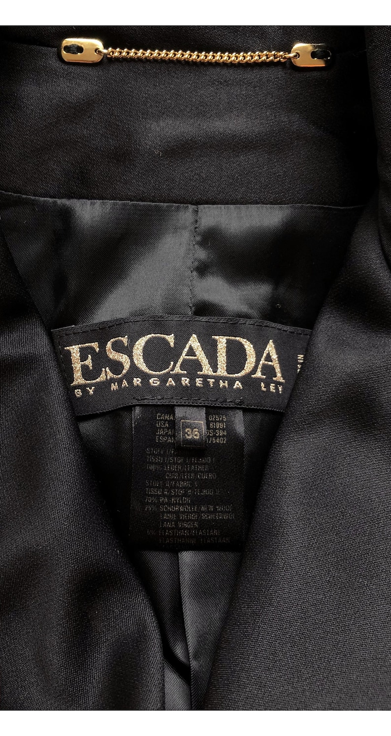 Escada 1990s Vintage Black Leather Motorcycle Jacket Sz S image 6