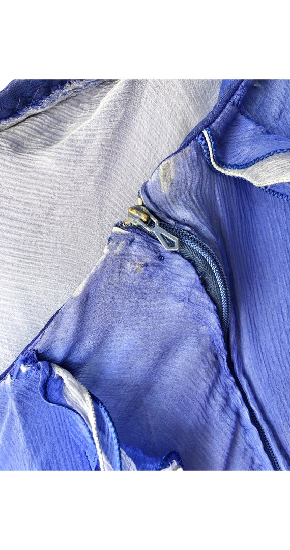 Valentino 1980s Vintage Blue Silk Chiffon Draped … - image 7