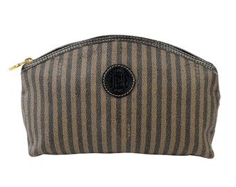 【美品】FENDI ヴィンテージ ポーチ/Pequin Stripe 茶黒 美品】FENDI ヴィンテージ ポーチ/Pequin Stripe 茶黒 - メルカリ