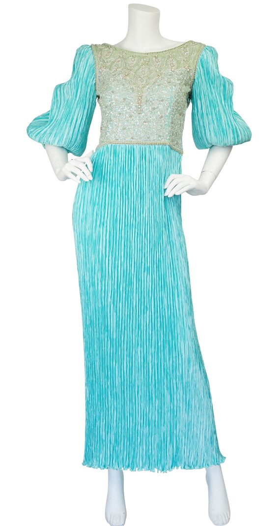 Mary McFadden Couture 1980s Vintage Beaded Turquoi