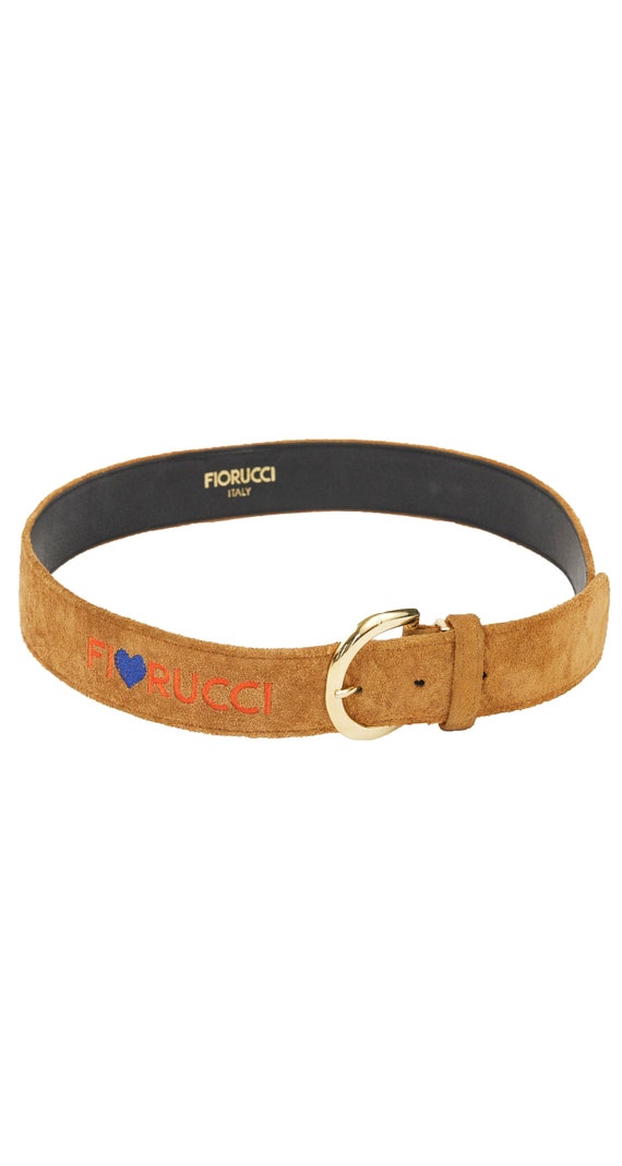Fiorucci 1980s Vintage Embroidered Suede Belt