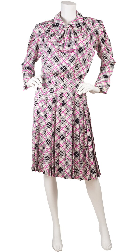 Yves Saint Laurent 1980s Vintage Pink & Gray Jacqu