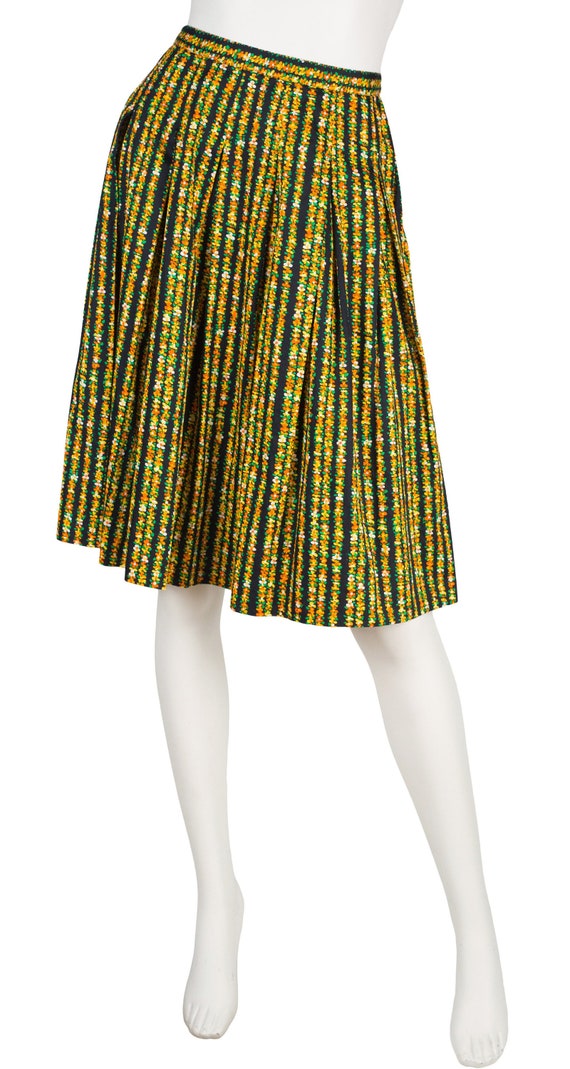 Céline 1970s Vintage Floral Cotton Pleated Skirt S