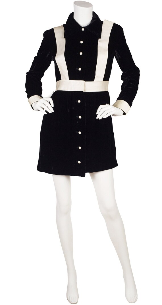 Oscar de la Renta 1960s Vintage Black Velvet & Whi