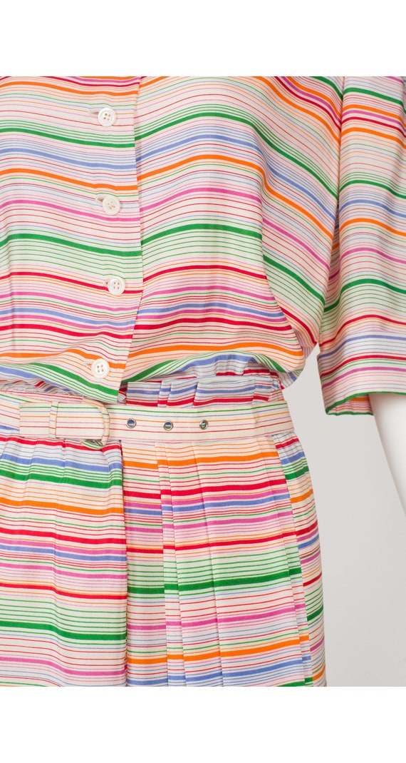 Lanvin 1970s Vintage Rainbow Striped Silk Pleated… - image 3