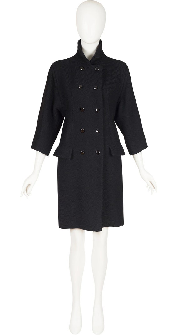 Balenciaga Haute Couture 1960s Vintage Black Wool Tailored Double