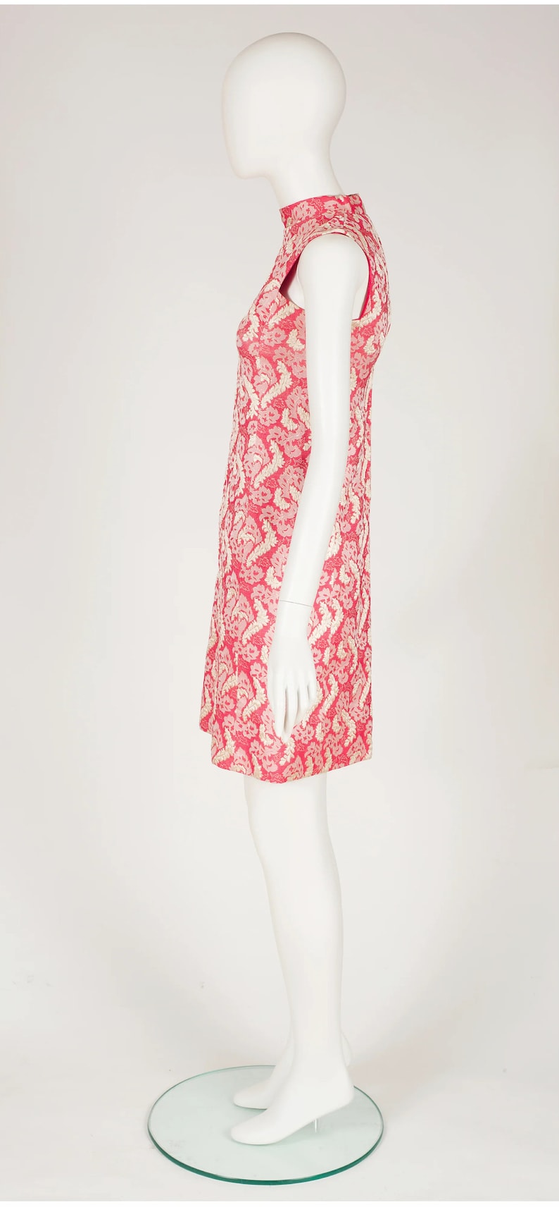 Gino Charles by Malcolm Starr 1960s Vintage Pink Brocade Evening Dress & Coat Set Sz XS image 4