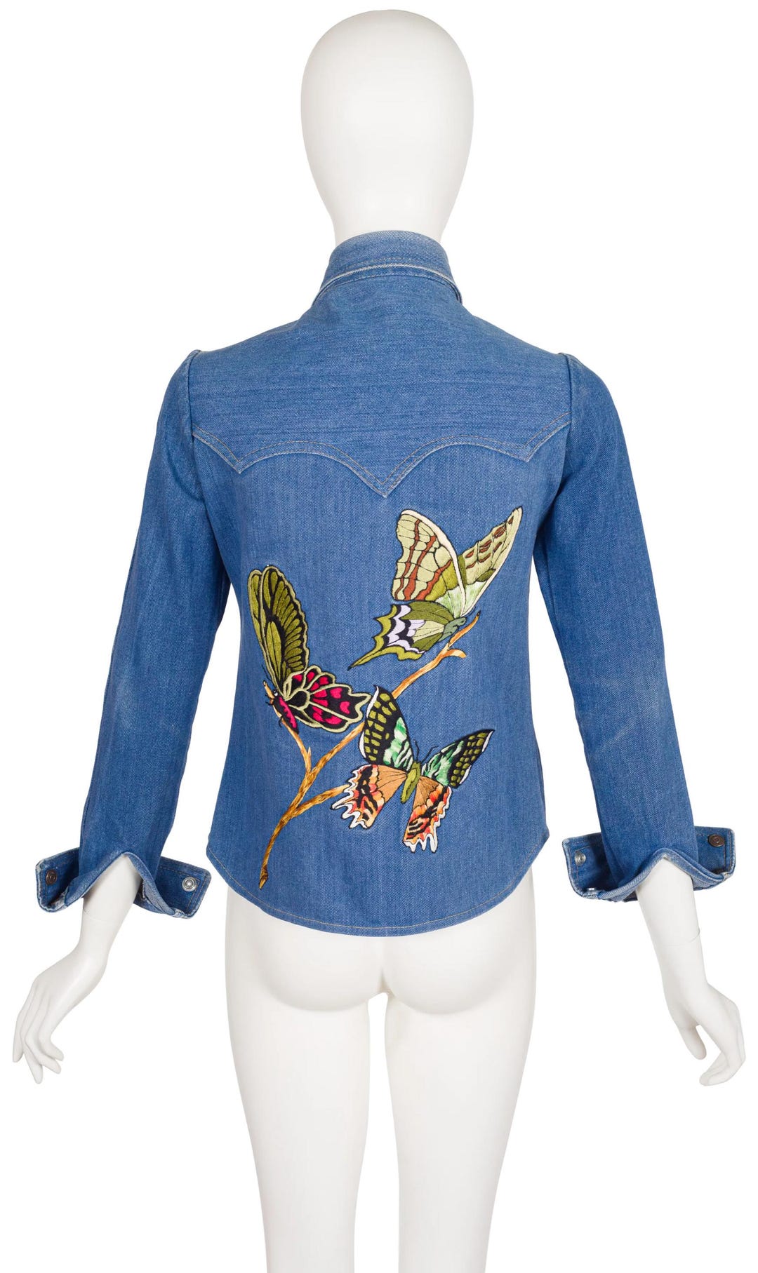ジャケット・アウター vintage made in ITALY buterfly jacket Antonio Guiseppe 1970s Vintage Butterfly Embroidered Denim