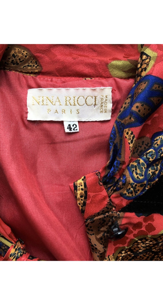 Nina Ricci 1980s Vintage Floral Silk Jacquard & V… - image 6