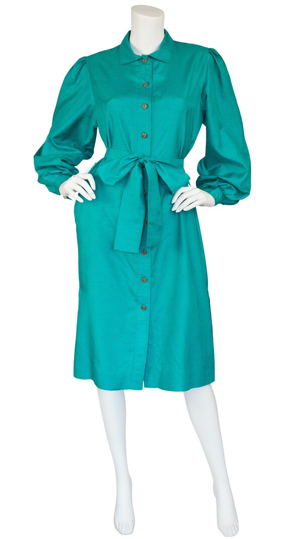 Pierre Balmain 1980s Vintage Green Balloon Sleeve