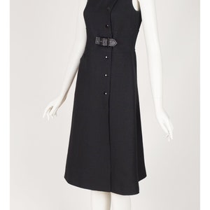 Courrèges 1970s Vintage Numbered Black Ribbed A-Line Midi Dress Sz XS S image 5