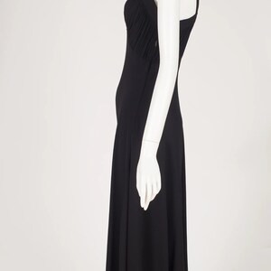 Ceil Chapman 1940s Vintage Black Rayon Crepe Bias Cut Evening Gown Sz XS S image 4