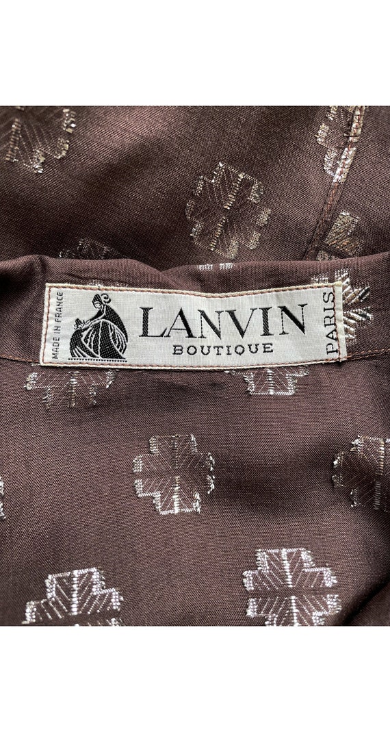 Lanvin 1970s Vintage Lurex Monogram Brown Silk Ba… - image 6