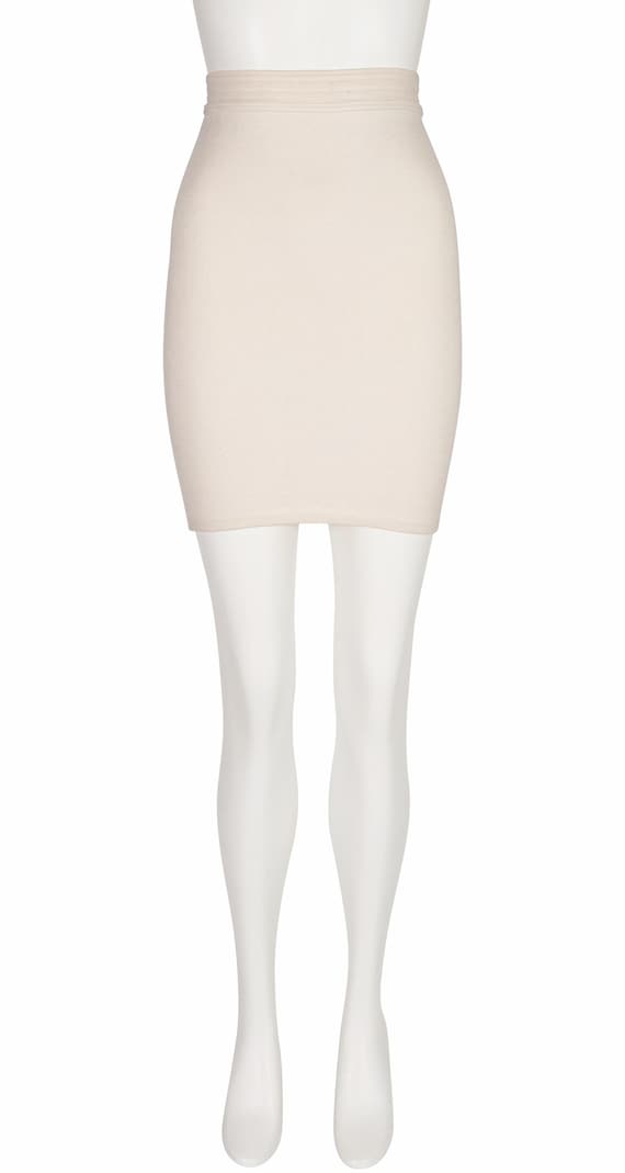 Azzedine Alaïa, Alaïa 1990s Cream Knit Bodycon Vintage Mini Skirt Sz XS S