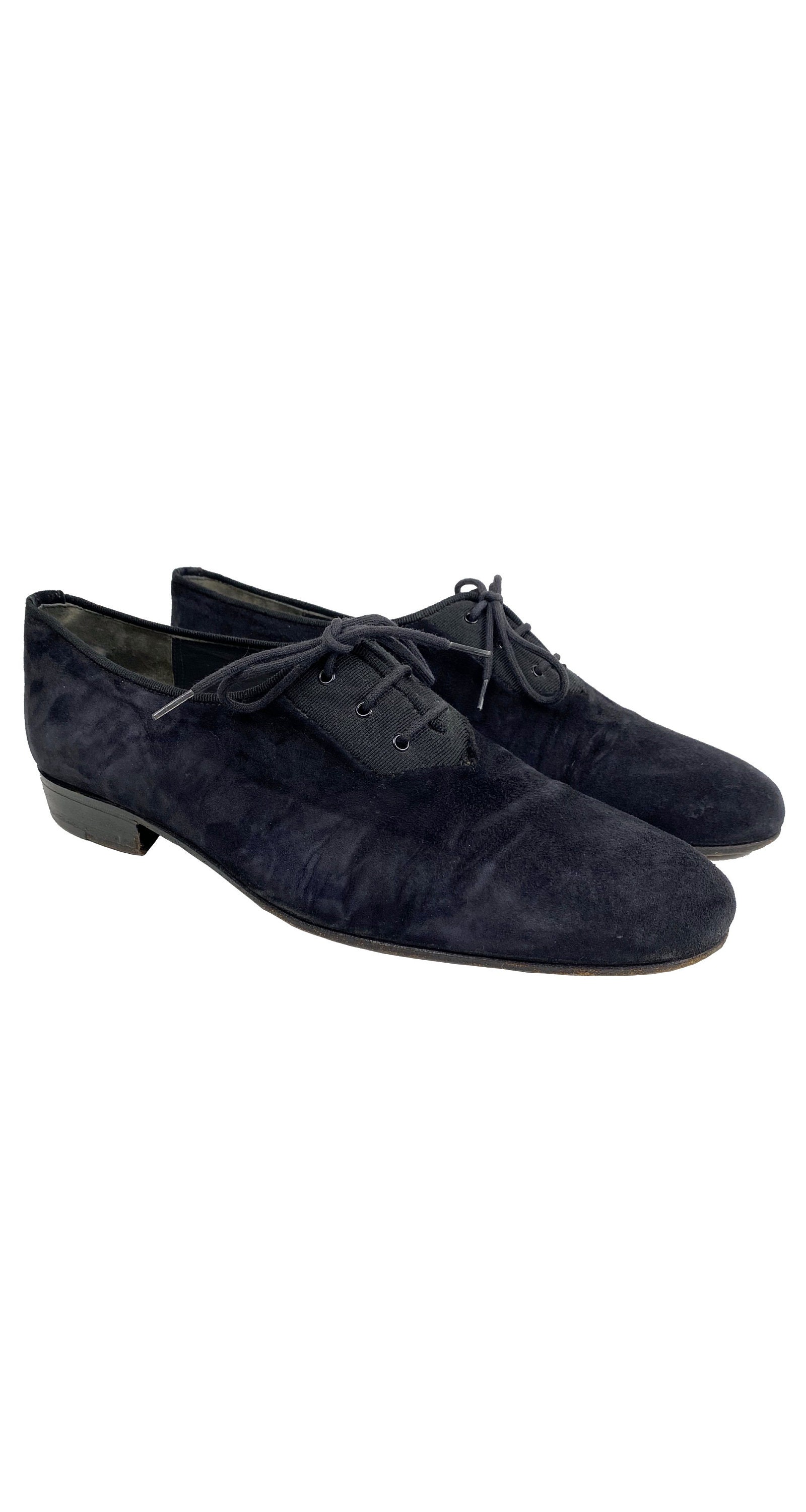 Gianni Versace 1980s Men's Vintage Black Suede Lace-up Shoes
