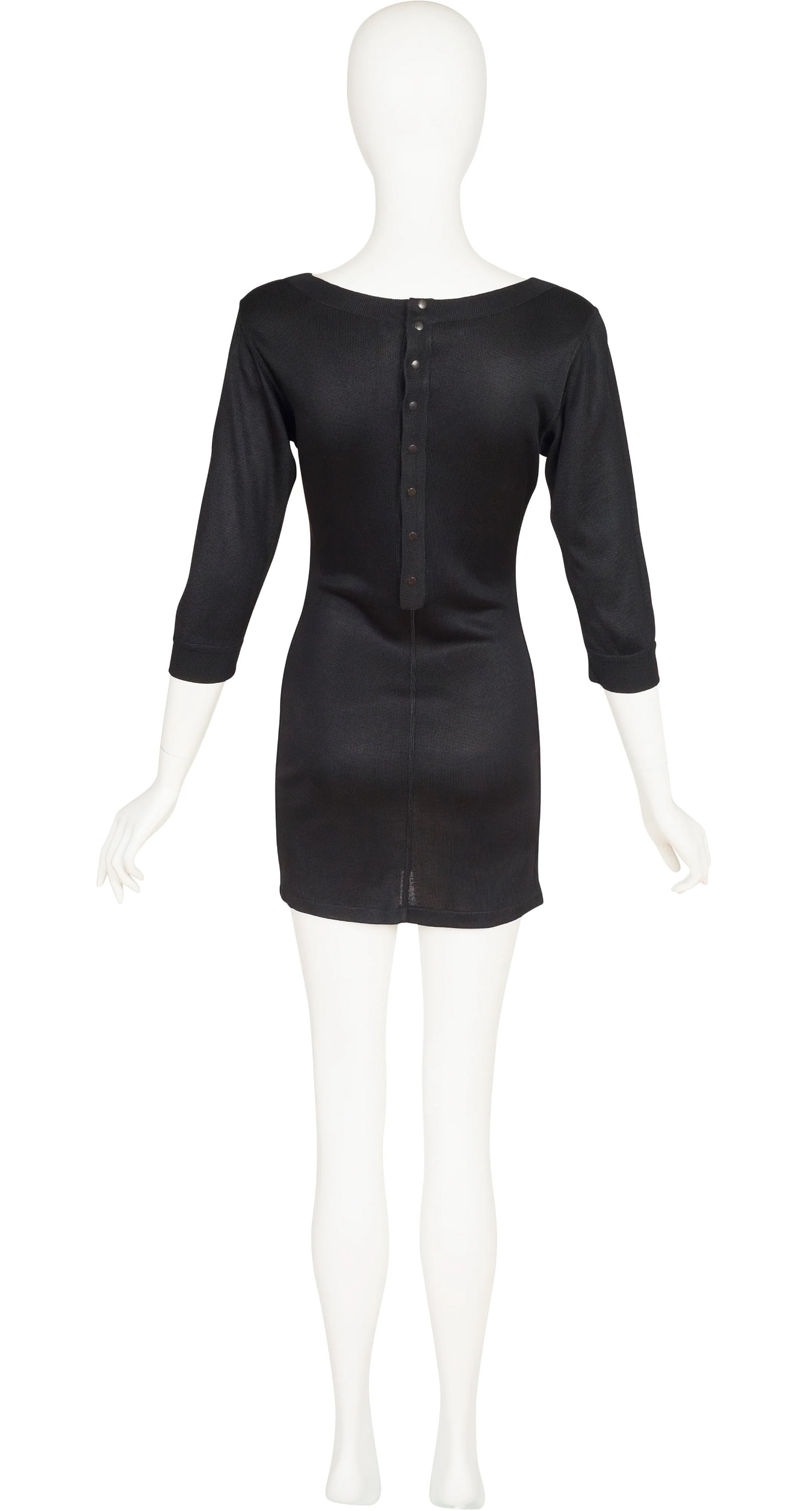 ワンピース Alaia Alaia Tunic Chemisier Mini Azzedine Alaïa 1986 S/S Runway Vintage Black Knit Boat Neck