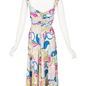 1930s Vintage Feather Plume Novelty Print Silk Evening Gown Sz XS image 2