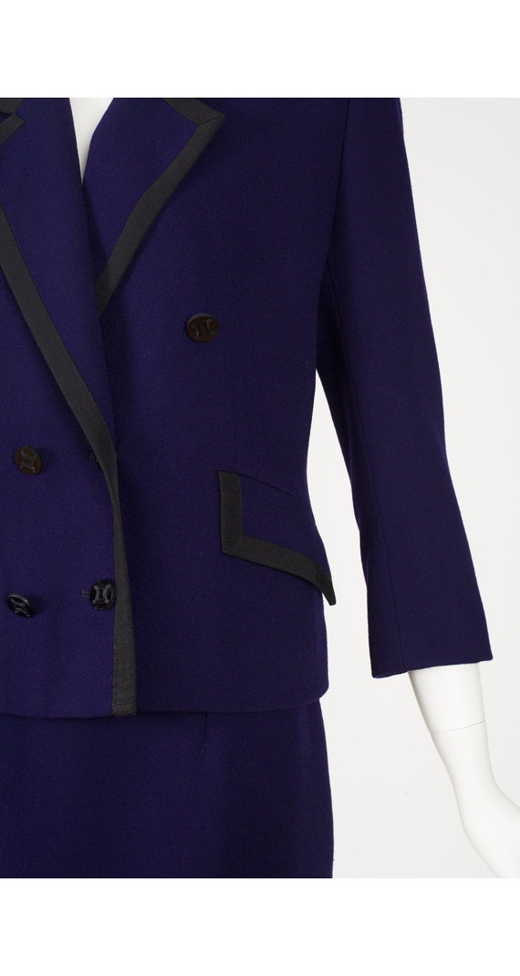 Céline 1980s Vintage Navy Blue Wool Double-Breast… - image 3