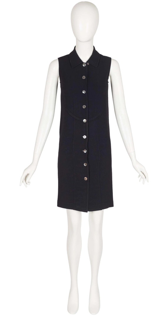 Gucci, Gucci by Tom Ford 1990s Vintage Black Rayon Crepe Button-Up Dress