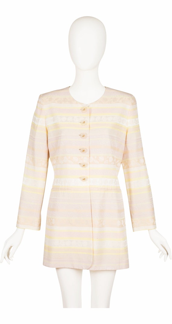 Nina Ricci 1990s Vintage Striped Pastel Jacquard … - image 1