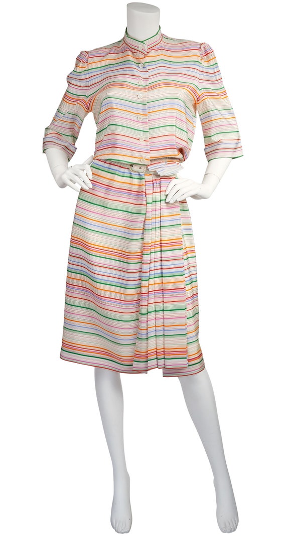 Lanvin Haute Couture 1970s Vintage Rainbow Striped