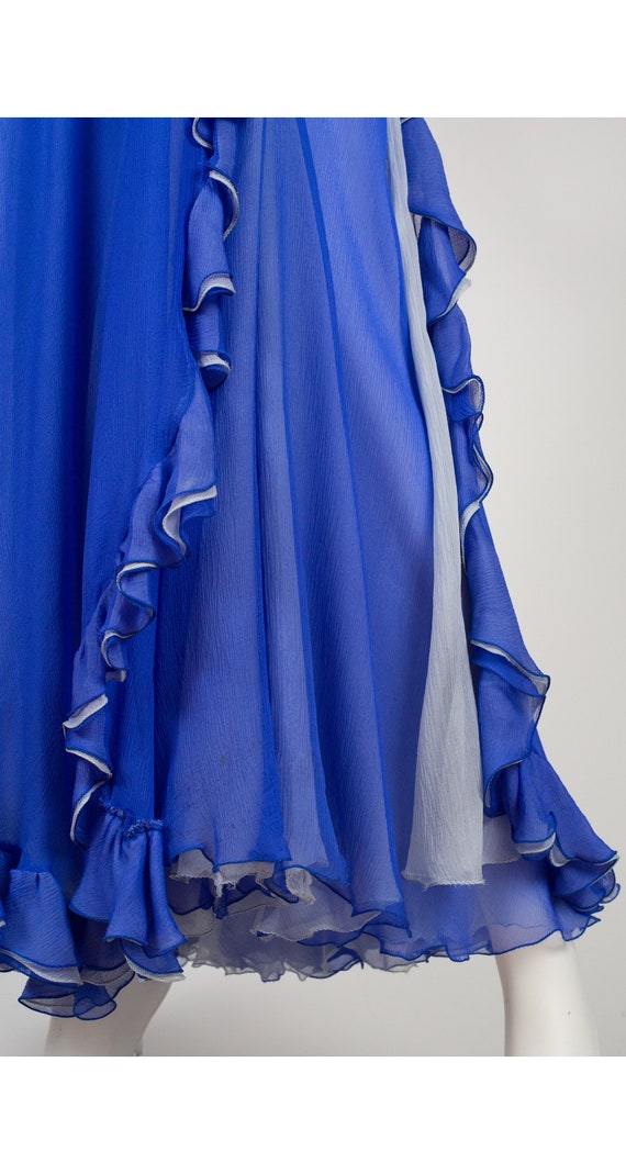 Valentino 1980s Vintage Blue Silk Chiffon Draped … - image 5