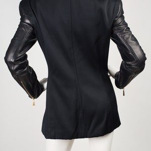 Escada 1990s Vintage Black Leather Motorcycle Jacket Sz S image 3