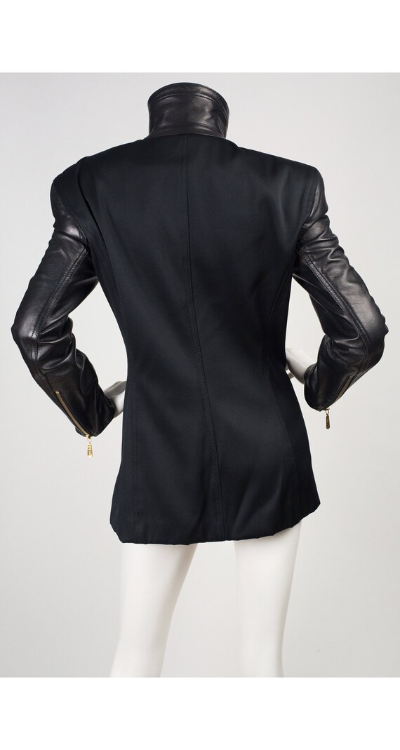 Escada 1990s Vintage Black Leather Motorcycle Jac… - image 3