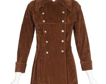 Rossari-Moda Vintage 1970er Maxi Mantel aus Wildlederimitat in Braun