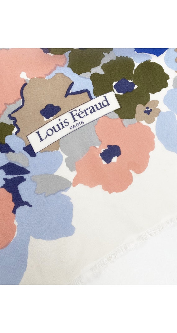 Louis Féraud 1970s Vintage Long Floral White Silk… - image 3