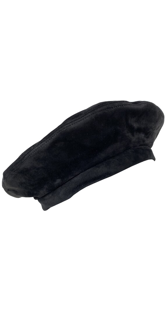 Gucci c. 1980 Vintage Black Suede Beret Hat