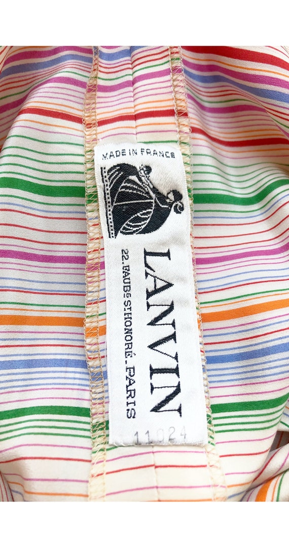 Lanvin 1970s Vintage Rainbow Striped Silk Pleated… - image 6