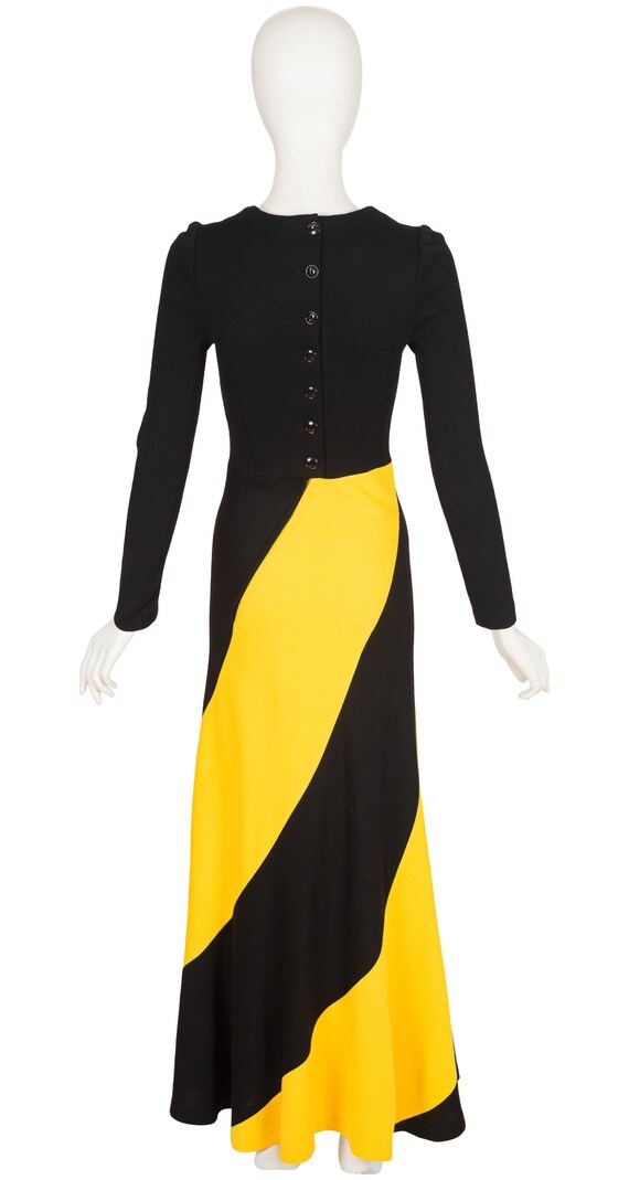 black yellow striped dress Stirling Cooper 1971 Vintage & Diagonal Stripe Jersey Maxi Sz XS dev-position-coming-soon:number:37 Ivory Lace Backless Long Black Ribbed Cotton Socks (Size):S (EU 38-40) Perfect for school