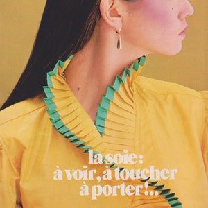 Kenzo 1983 Documented Vintage Silver Silk Taffeta Ruffle Collar Blouse image 7