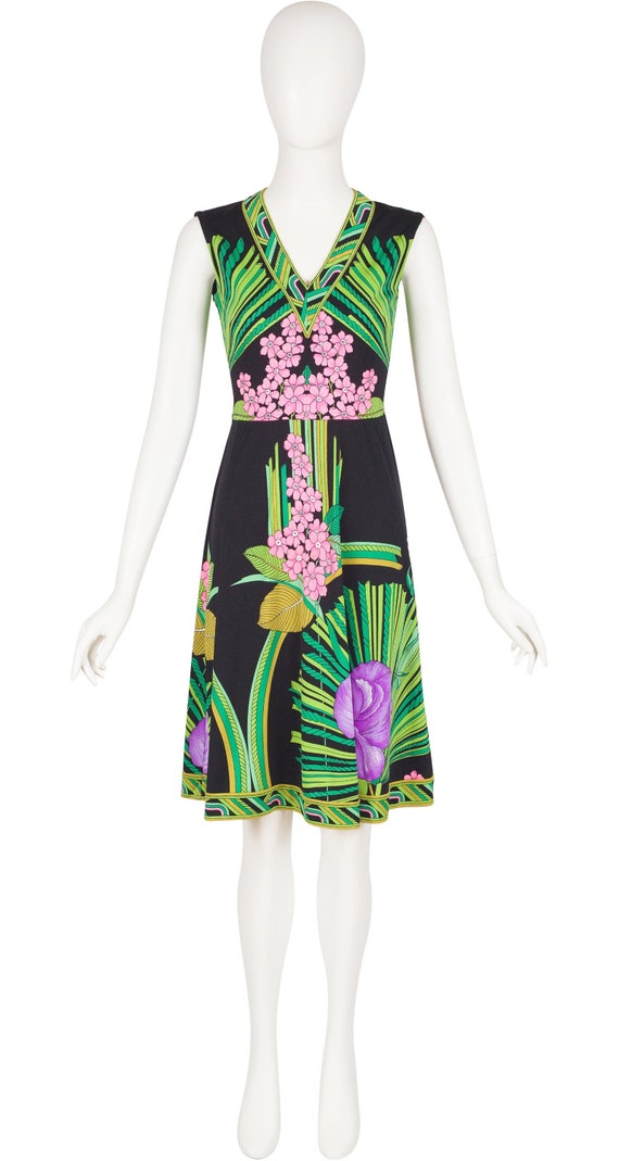 slim fit dress slacks Yvonne Printed Jersey Dress – Gina Bacconi main image 0